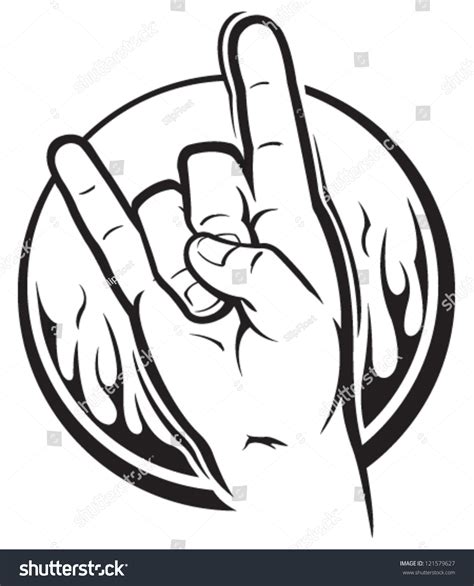 Rock Roll Hand Sign Stock Vector 121579627 - Shutterstock