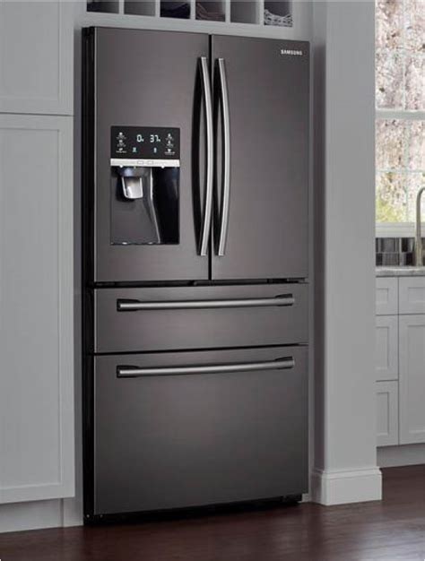 Samsung 33 in. W 24.73 cu. ft. French Door Refrigerator in Black ...