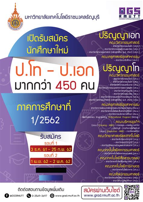 รับสมัครบุคคลเข้าศึกษาในระดับปริญญาเอก และปริญญาโท ภาคการศึกษาที่ 1 ปี