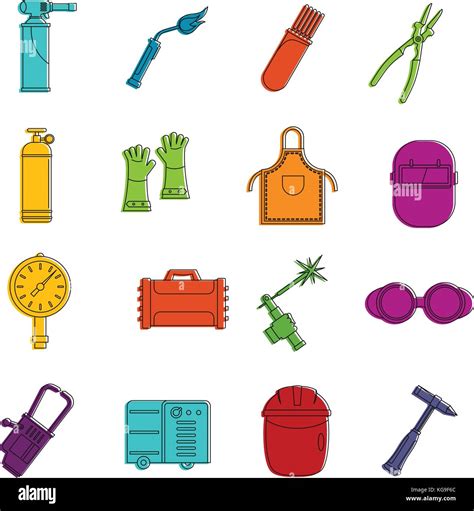 Welding Icons Doodle Set Stock Vector Image Art Alamy