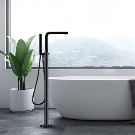 Homedec Modern Freestanding Tub Filler Bathtub Faucet Matte Black Floor ...