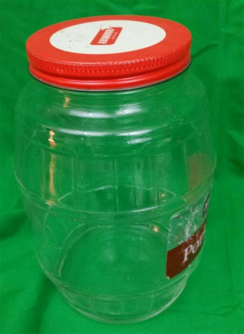 Vintage Glass Pickle Barrel Red Metal Lid Armour Star Clear Pork Feet Jar 5079 2015950622