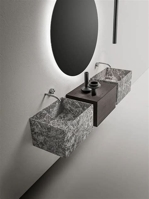 Lavabo Singolo Sospeso In Marmo Jolie Grey MINIMUM Lavabo