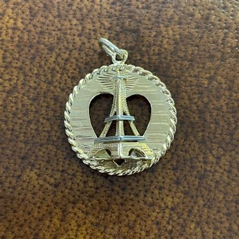 French 18K Eiffel Tower Pendant 18K Gold Eiffel Tower Gem