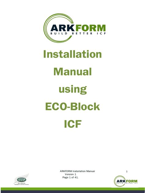 Fillable Online Installation Manual Using Eco Block Icf Arkform Fax