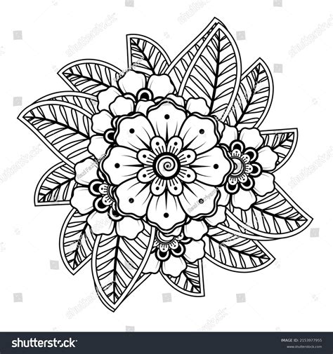 Flowers Black White Doodle Art Coloring Stock Vector (Royalty Free ...