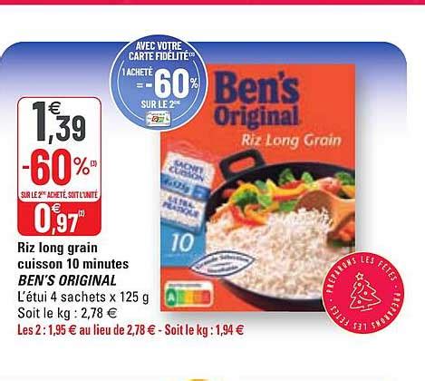 Promo Riz Long Grain Cuisson 10 Minutes Ben S Original Chez G20