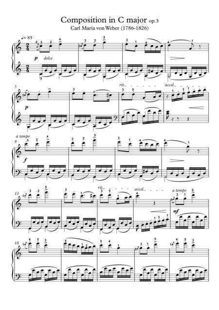 Composition In C Major Op Arr Pianosheetnow By Carl Maria Von