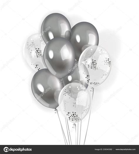 Silver Transparent Sequin Balloons Vector Illustration Stock Vector by ...