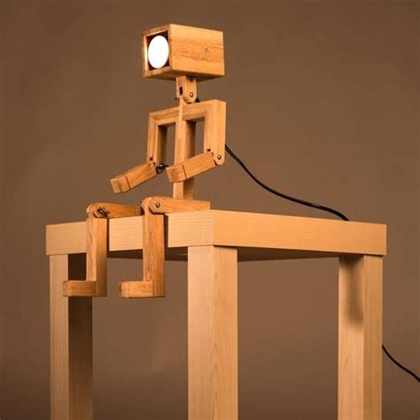 Jaffu Wooden Articulated Design Lamp In The Form Of A Personage