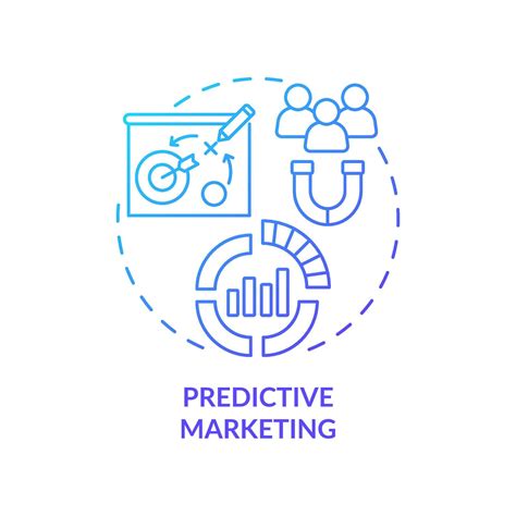 Predictive marketing blue gradient concept icon. Advertising cases