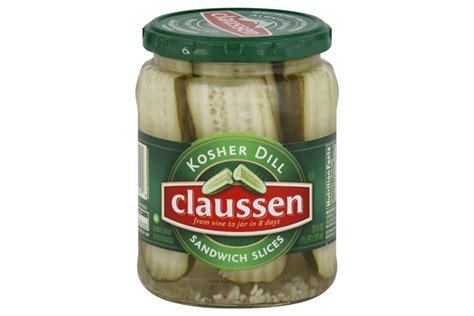 CLAUSSEN Kosher Dill Sandwich Slices Pickles 20 Oz Jar Sandwiches