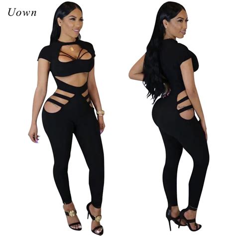 Buy Black Sexy Club Jumpsuits Women 2018 New Hollow