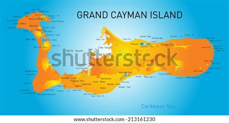 Grand Cayman Islands Vector Map Stock Vector Royalty Free 213161230