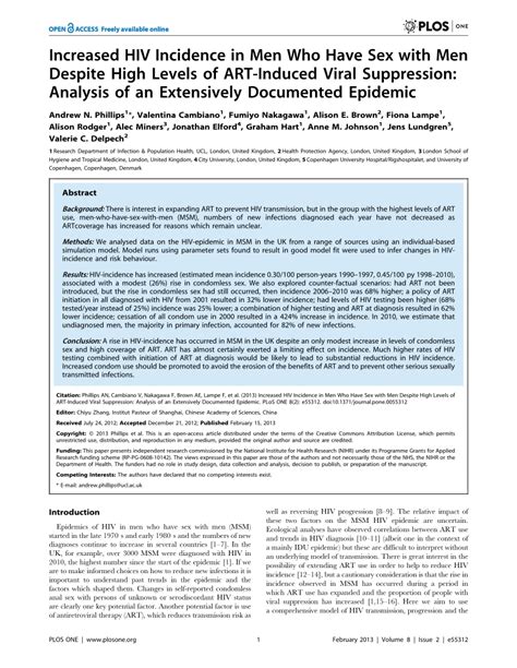 Pdf Increased Hiv Incidence In Men Who Have Sex With Men Despite High