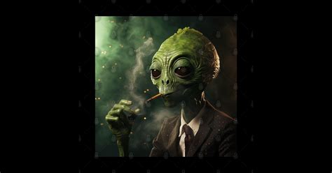 Green Alien Smoking A Cigar T Shirtsmost Popular Sticker Teepublic