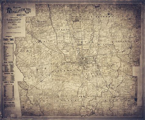 Franklin County Ohio Vintage Map 1883 Sepia Photograph By Carol Japp