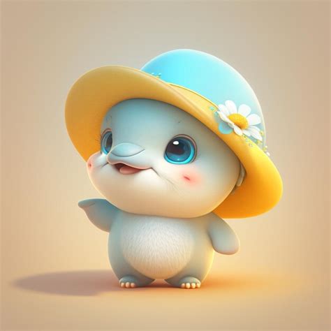 Premium Photo | A cartoon character with a blue hat and a yellow hat.