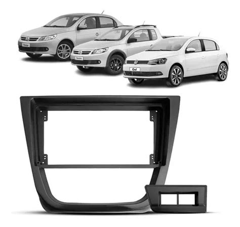 Moldura Painel 2 Din 9 Pol Vw Gol Saveiro Voyage G5 Preto