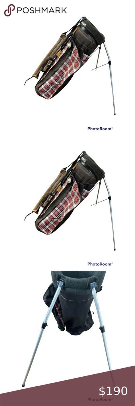 Rare Ping Golf Bag Vintage Plaid Blue Red White With Stand Ping Golf