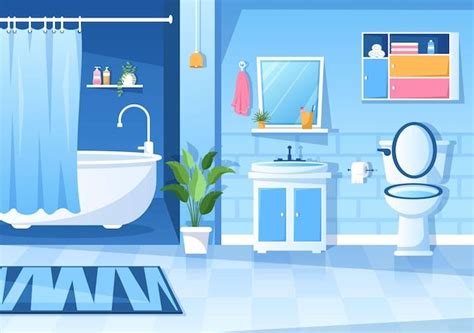 Modern Bathroom Furniture Interior Background Illustration