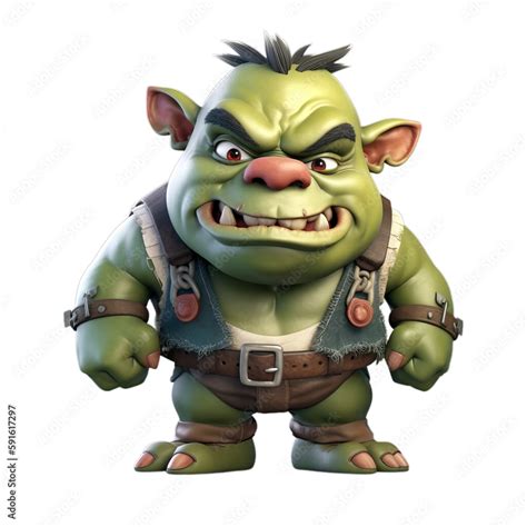 Fantasy Ogre Cute 3d Cartoon Ogre Isolated On Transparent Background