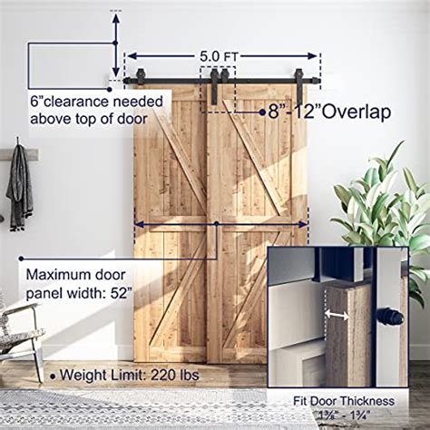 Smartstandard 5 Feet Bypass Sliding Barn Door Hardware Kit For Double