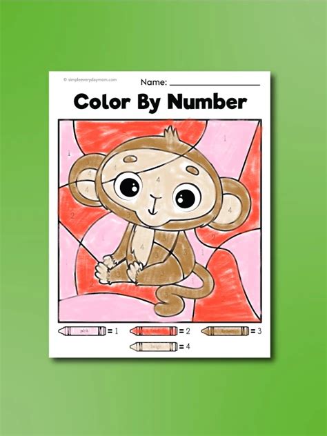 Free Monkey Color By Numbers For Kids