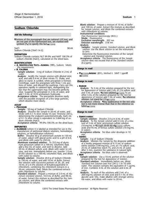 Sodium Chloride Monograph Usp Pdf Precipitation Chemistry Hemodialysis