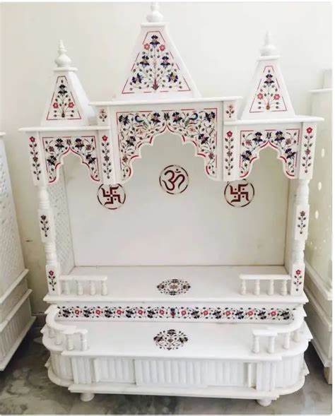 Natural White Marble Mandir For Home Indian Marble Temple White