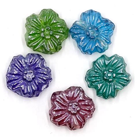 Luster Glass Flower Beads Five Color Set