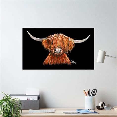 Scottish Hairy Highland Cow HARLEY 2 By Shirley MacArthur Poster