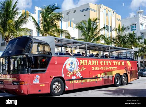 Miami Beach Florida,South Beach,Ocean Drive,street scene,tour bus,Miami ...