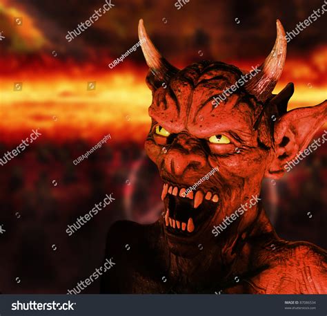 Scary Portrait Devil Figure Hell Background Stock Photo 87086534