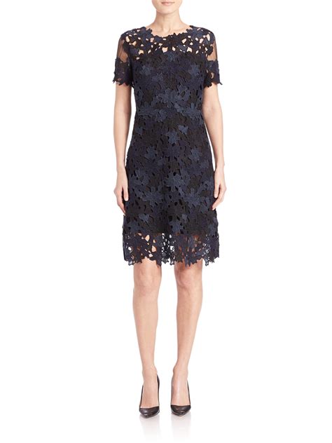 Elie Tahari Knee Length Dress In Blue Lyst