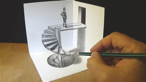 How To Draw 3d Caracole Stairs Anamorphic Corner Art Youtube