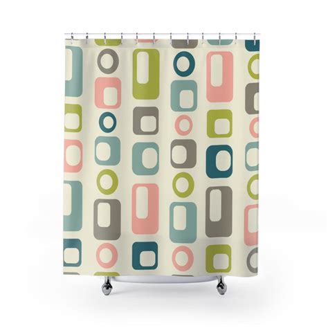 Mid Century Modern Geometric Pastels Retro Mcm Shower Curtain