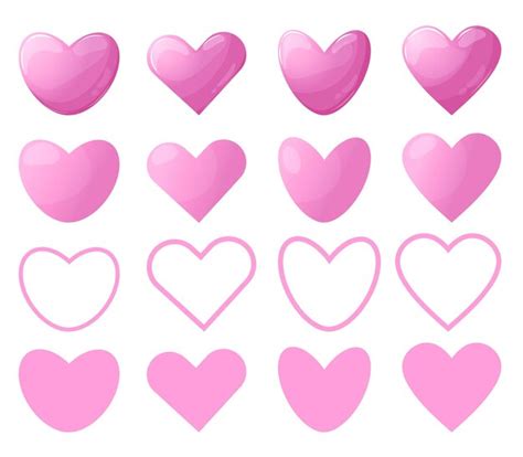 Premium Vector Vector Collection Different Pink Hearts Volumetric