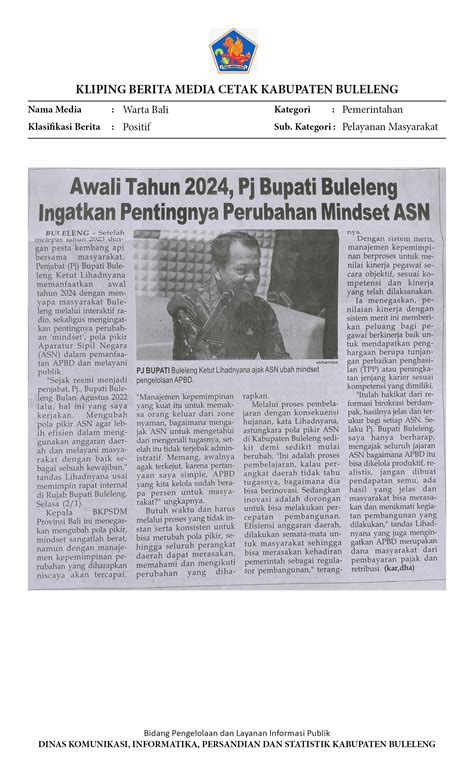 Awali Tahun 2024 Pj Bupati Buleleng Ingatkan Pentingnya Perubahan