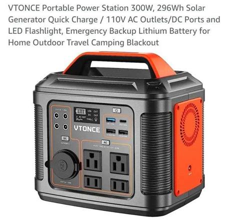 Vtonce Portable Power Station 300w 296wh Solar Generator Quick Charge 110v Ac Outletsdc