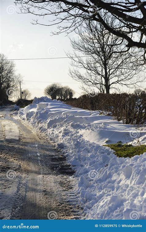 Roadside Snow Drifts Stock Image Image Of British Exposed 112859975