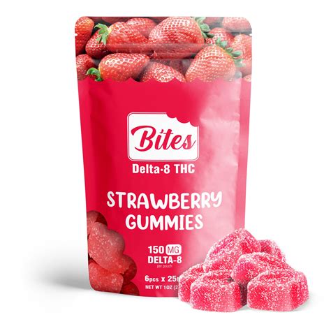 Delta Bites Strawberry Gummies Mg Leaf Alleviate Cbd Marketplace