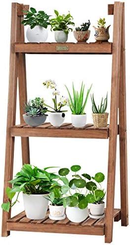 Unho Wood Plant Ladder Bench Tiered Plant Stand Step Planter Indoor