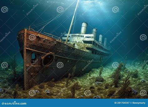 Titanic Shipwreck Underwater Stock Illustration - Illustration of ...