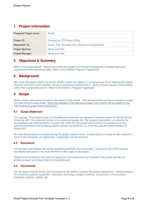 Free Printable Project Scope Templates Word Excel Pdf Example