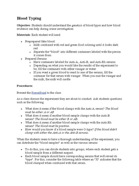 Blood Typing Activity | PDF | Blood Type | Experiment