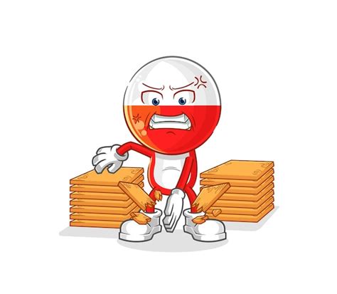 Polen Karate Maskottchen Cartoon Vektor Premium Vektor