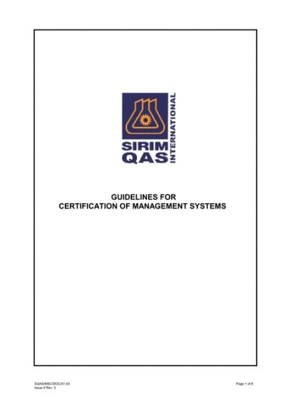 Sirim Doc Guidelines For Certification Of Management Systems Rev