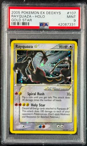 Pokemon Rayquaza Gold Star Psa 9 Mint Ex Deoxys 2005 Ebay