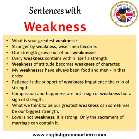 Sentences With Weakness Weakness In A Sentence In English Sentences